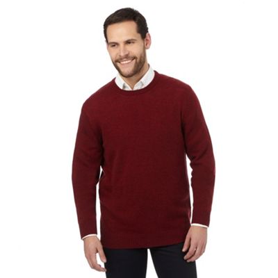 Red ribbed trim lambswool blend jumper